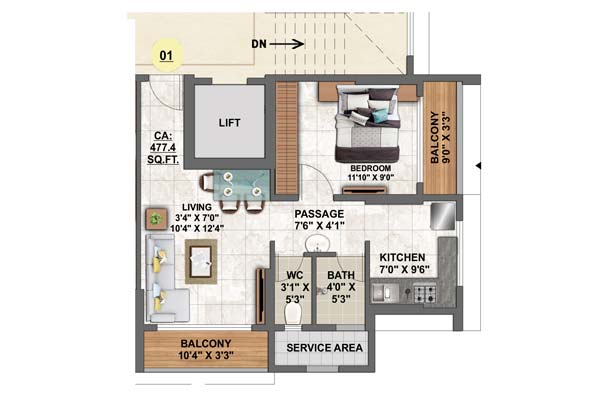 Shree Mauli Prabha - 1BHK 477 Sq.ft.