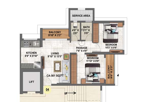 Shree Mauli Prabha - 2BHK 561 Sq. ft.